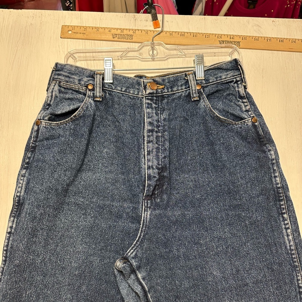 Vintage Wrangler Women’s Jeans 13/14 x 34 High Rise Blue Denim Made in USA Mom - Picture 3 of 10